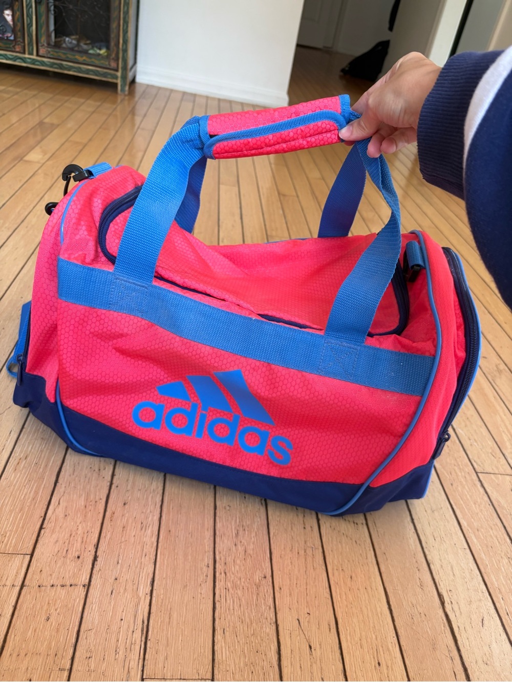 Adidas Defender Small Pink & Blue Duffel Sports Bag